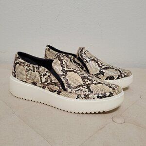New Vionic Kearny Snake Print Slip on Platform Leather Sneakers Size 9.5